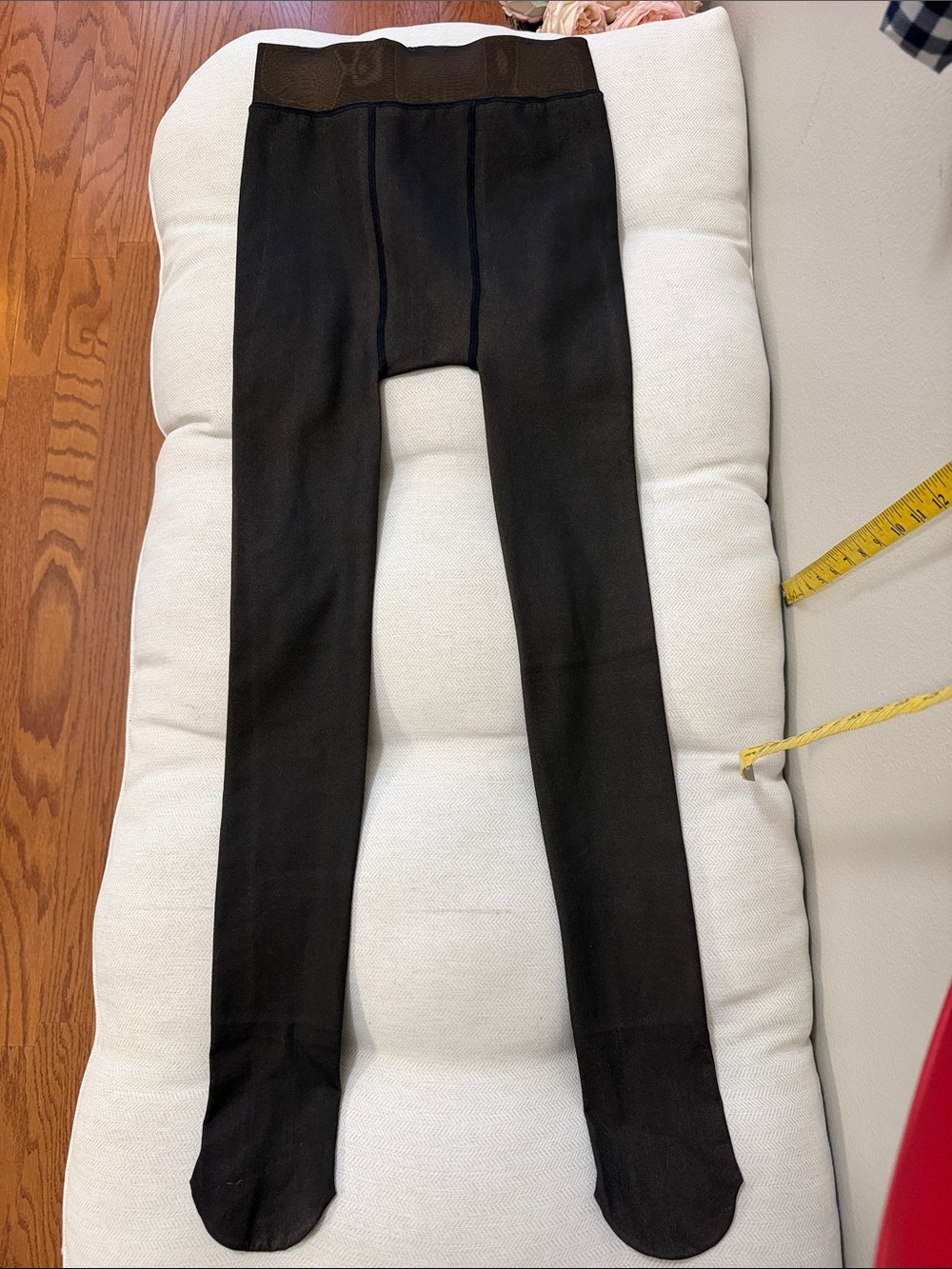 Women's Black Opaque Flannel LinedTights with Stretch Waistband